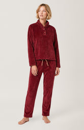 Pyjama en polaire Femme Burgundy bordeaux 1