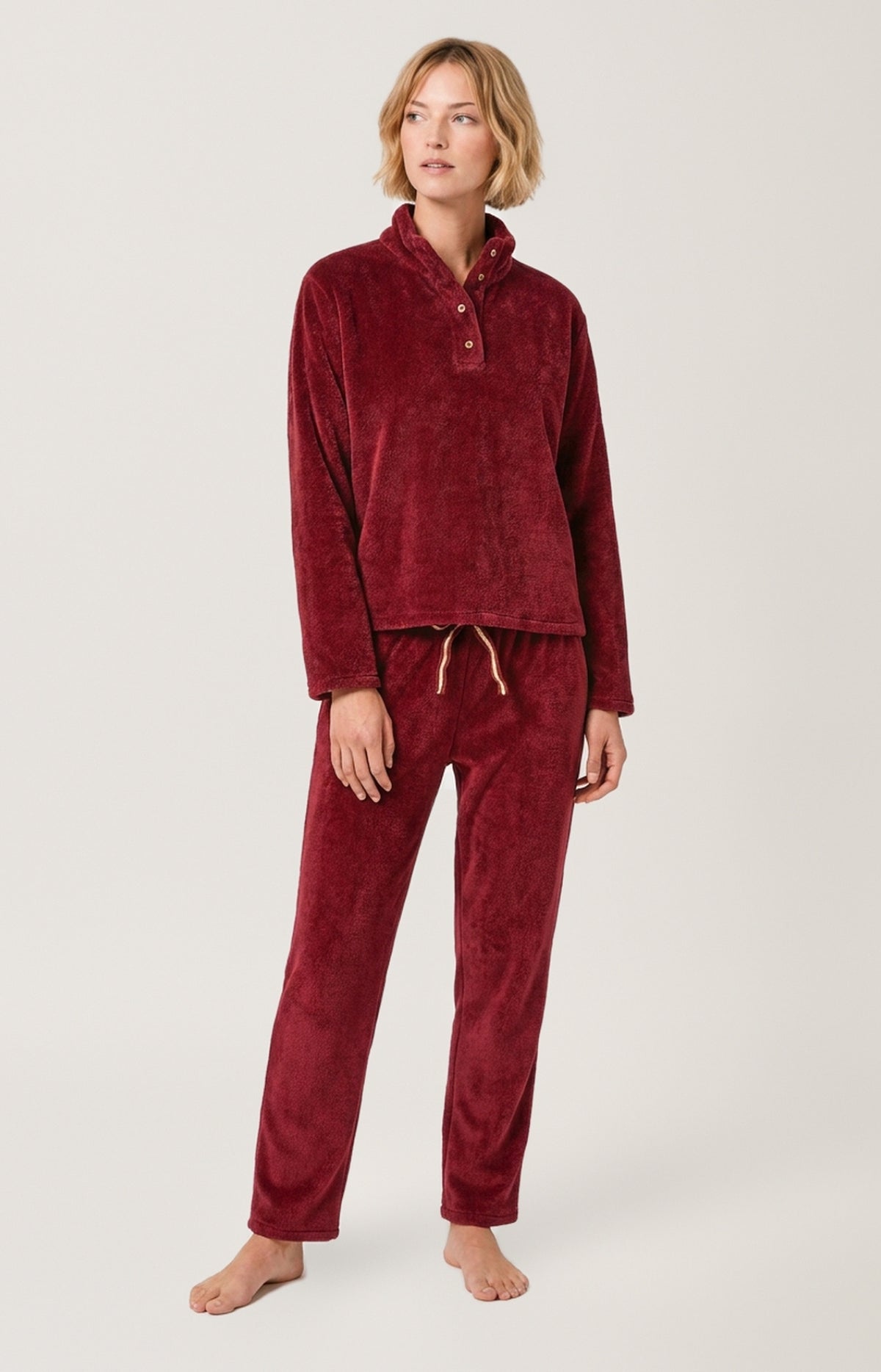 Pyjama en polaire Femme Burgundy bordeaux 1