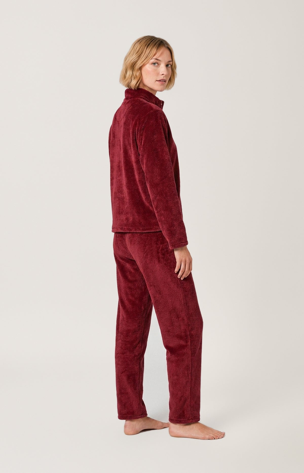 Pyjama en polaire Femme Burgundy bordeaux 6