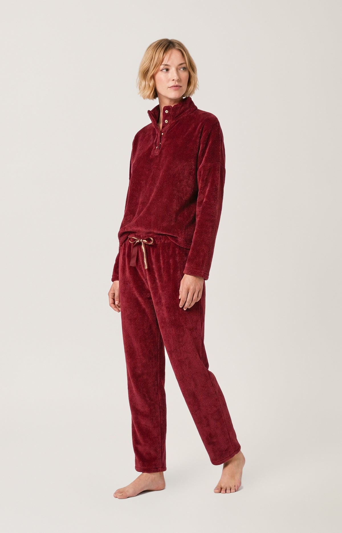 Pyjama en polaire Femme Burgundy bordeaux 4