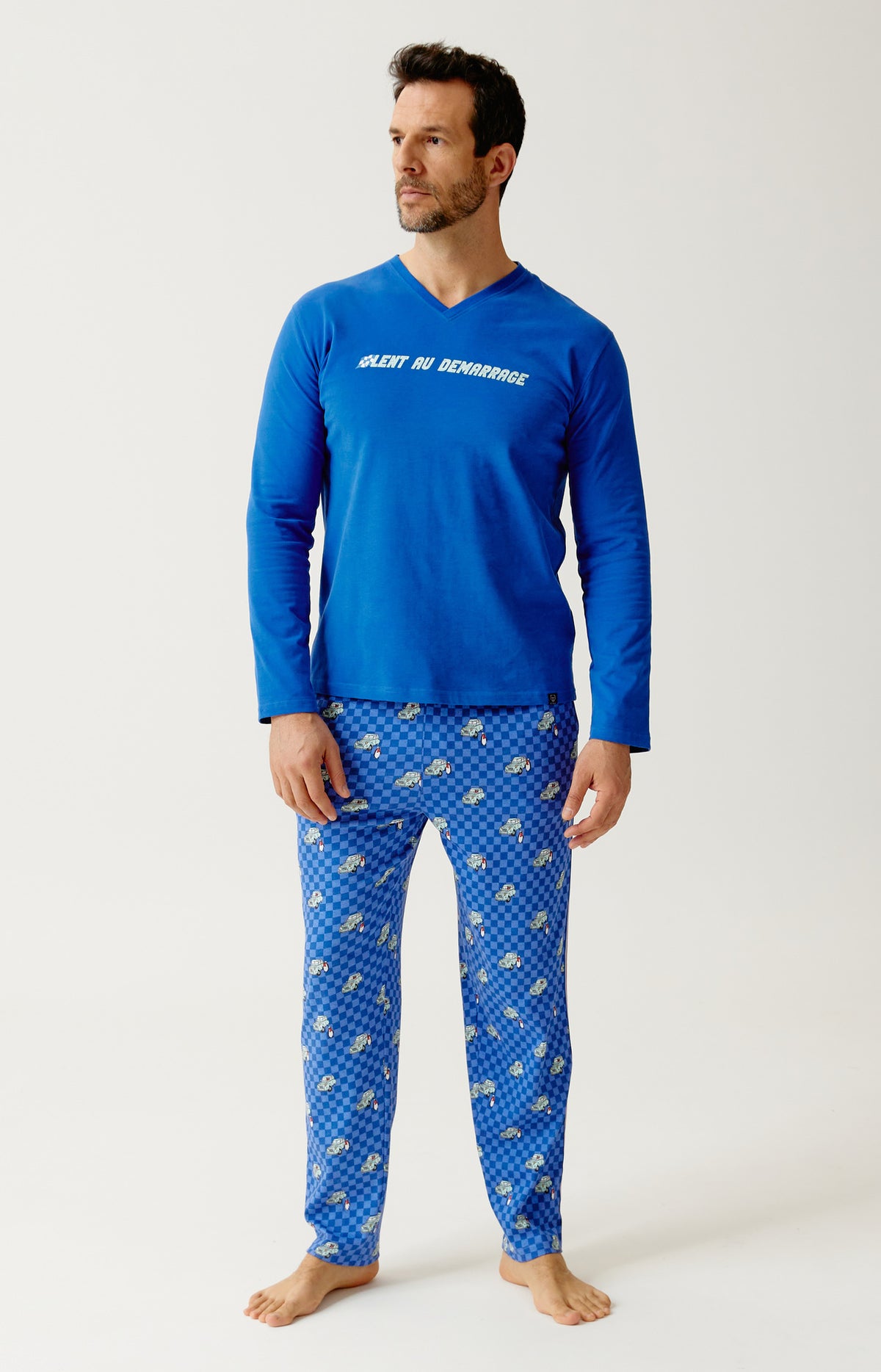 Pyjama en jersey de coton épais Homme Lent au démarrage bleu 1