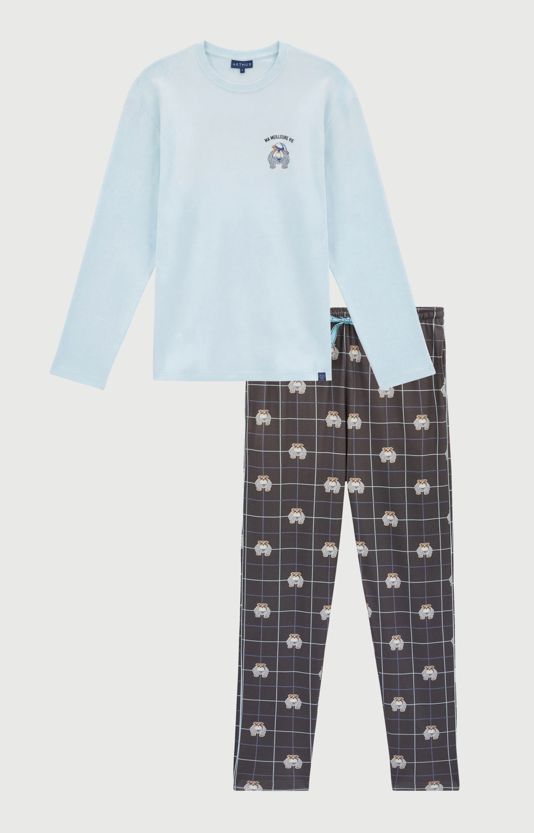 Pyjama en jersey de coton épais Homme Ma meilleure vie ebony 3