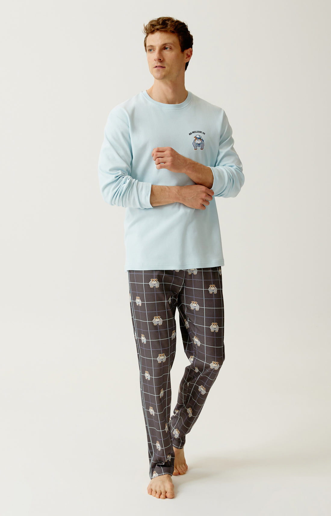 Pyjama en jersey de coton épais Homme Ma meilleure vie ebony 1