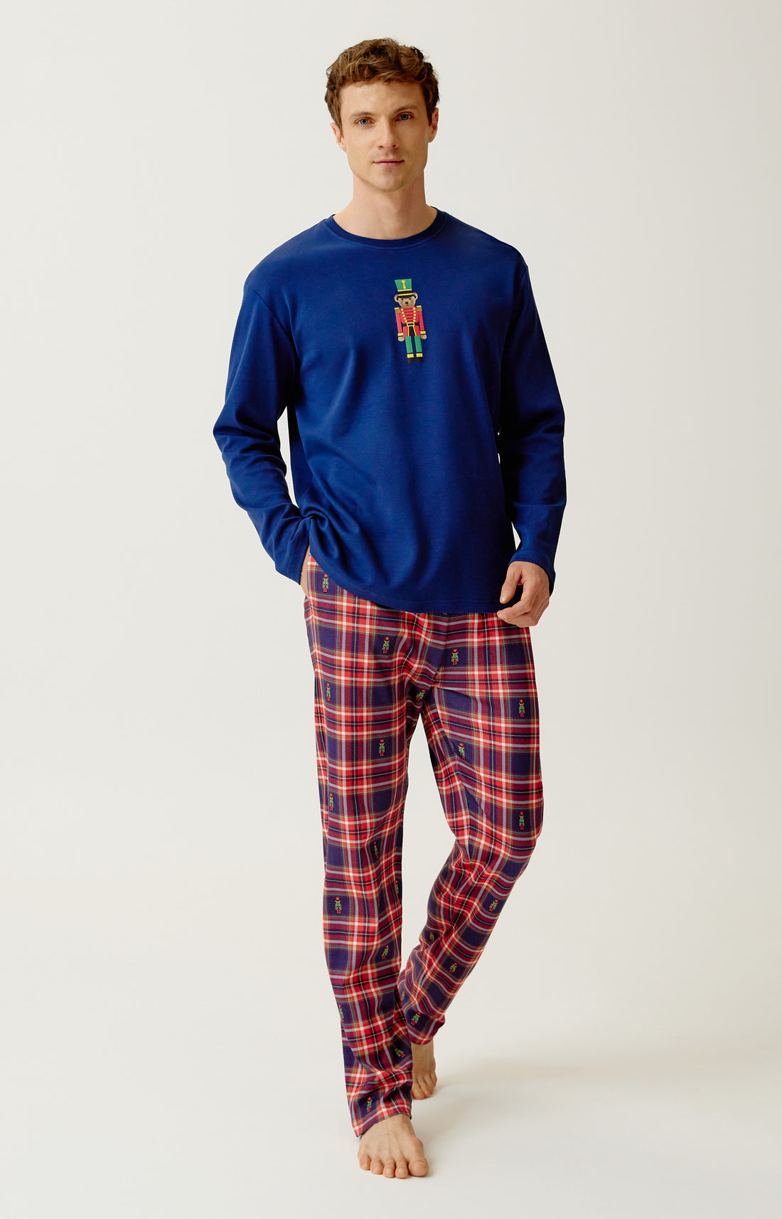 Pyjama en jersey de coton épais Homme Léon rouge 1