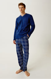 Pyjama en jersey de coton épais Homme Lewis Tradi marine 5