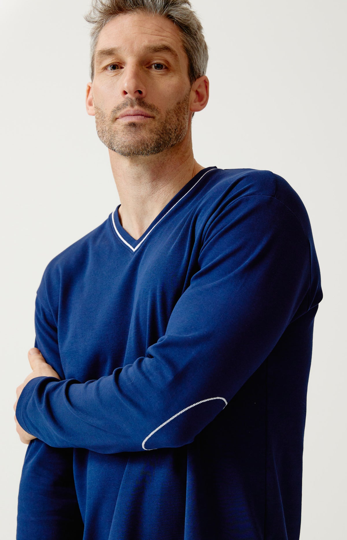 Pyjama en jersey de coton épais Homme Lewis Tradi marine 2