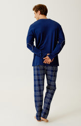 Pyjama en jersey de coton épais Homme Lewis Tradi marine 6