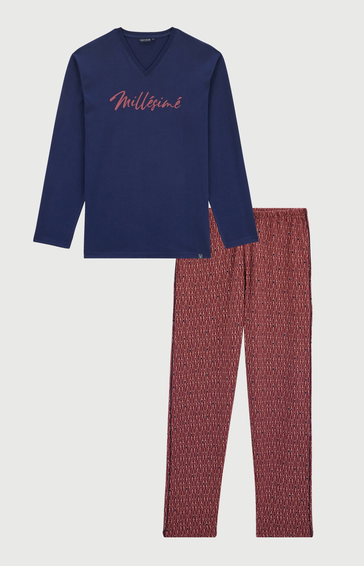 Pyjama en jersey de coton épais Homme Millésimé bordeaux 3