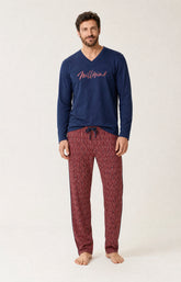 Pyjama en jersey de coton épais Homme Millésimé bordeaux 1