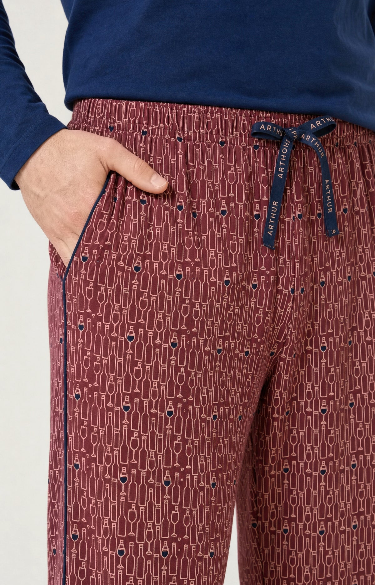 Pyjama en jersey de coton épais Homme Millésimé bordeaux 5