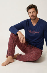 Pyjama en jersey de coton épais Homme Millésimé bordeaux 6