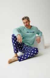 Pyjama en jersey de coton épais Homme Pôle position marine 1