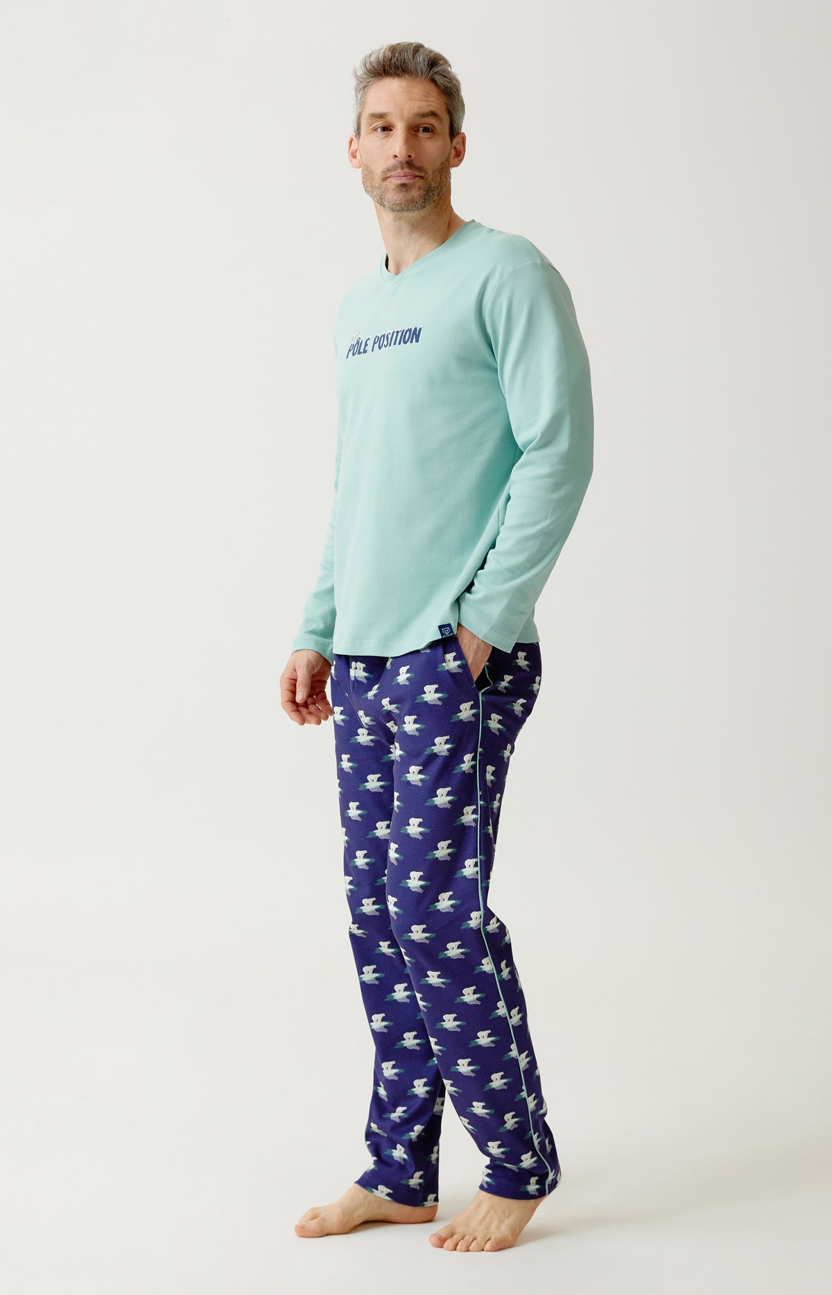 Pyjama en jersey de coton épais Homme Pôle position marine 5