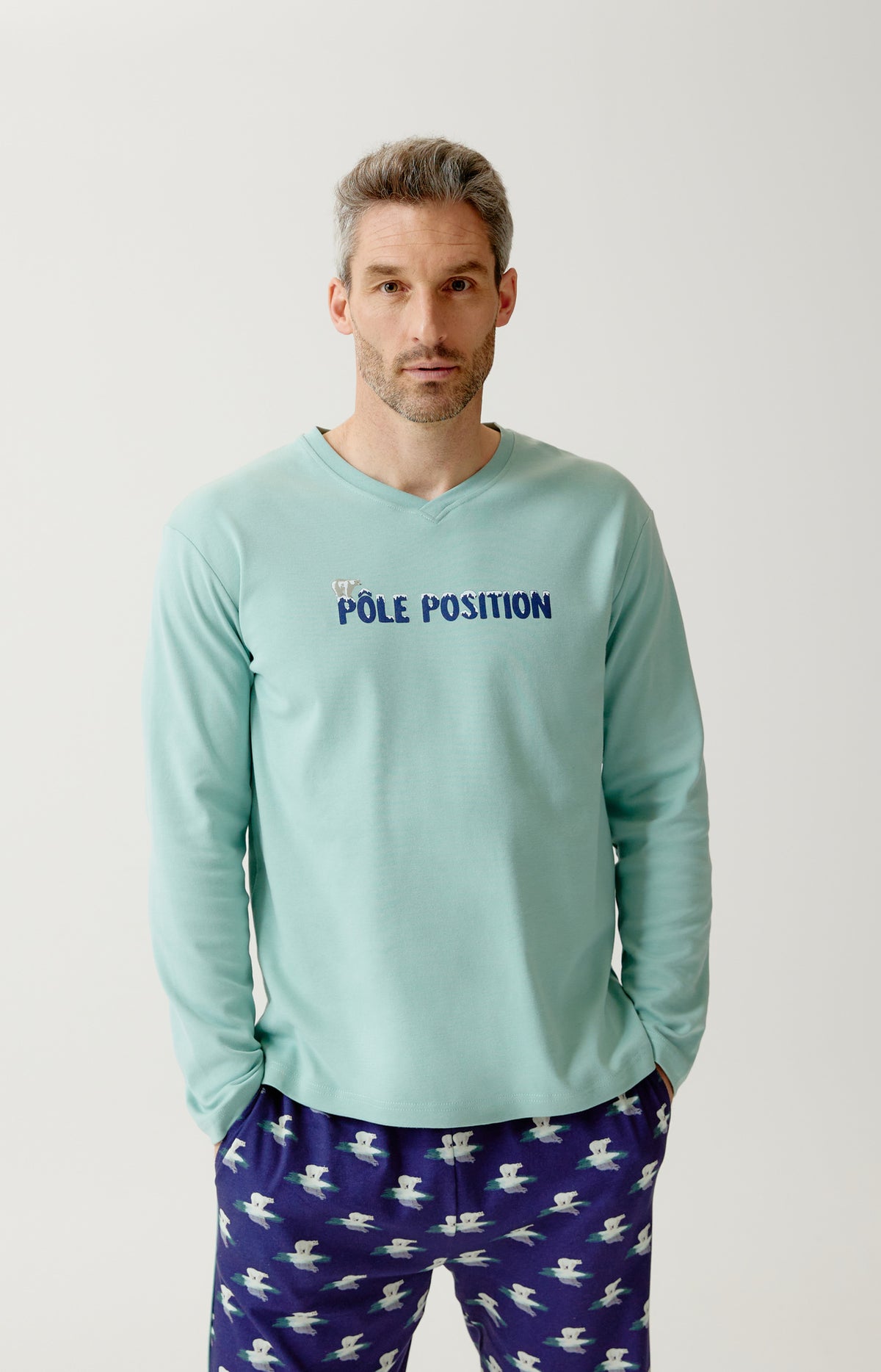Pyjama en jersey de coton épais Homme Pôle position marine 8