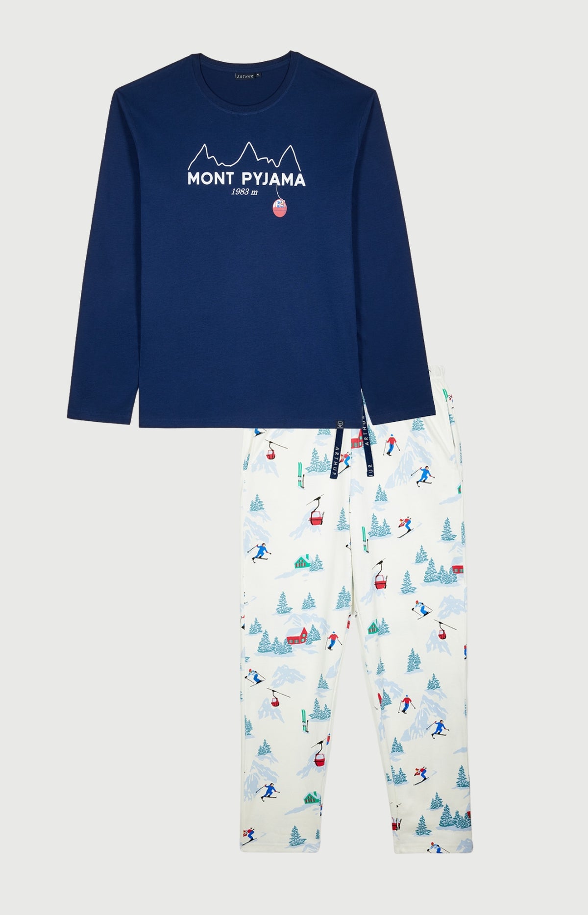 Pyjama en jersey de coton épais Homme Rêves au sommet blanc 3