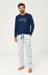 Pyjama en jersey de coton épais Homme Rêves au sommet blanc 1