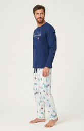 Pyjama en jersey de coton épais Homme Rêves au sommet blanc 4