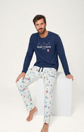 Pyjama en jersey de coton épais Homme Rêves au sommet blanc 6