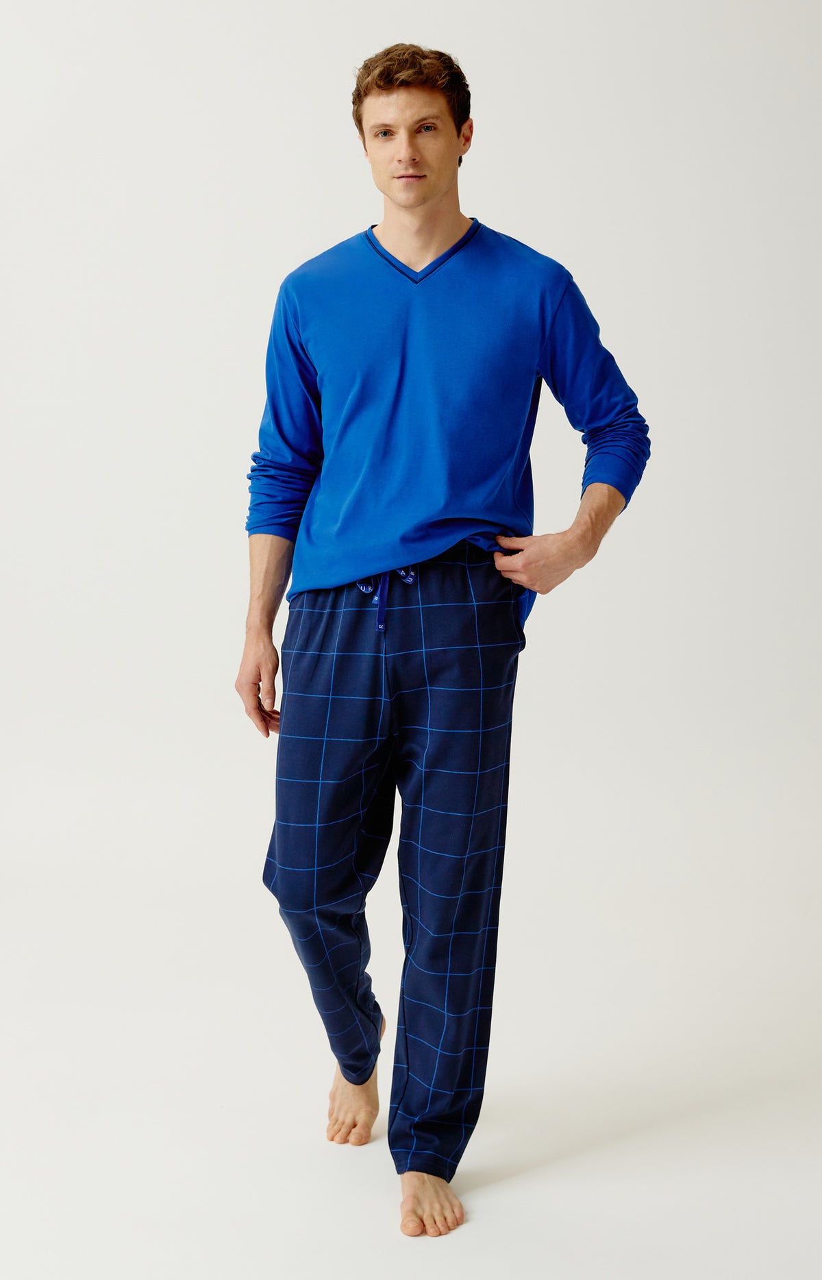 Pyjama en jersey de coton épais Homme Windsor marine 1