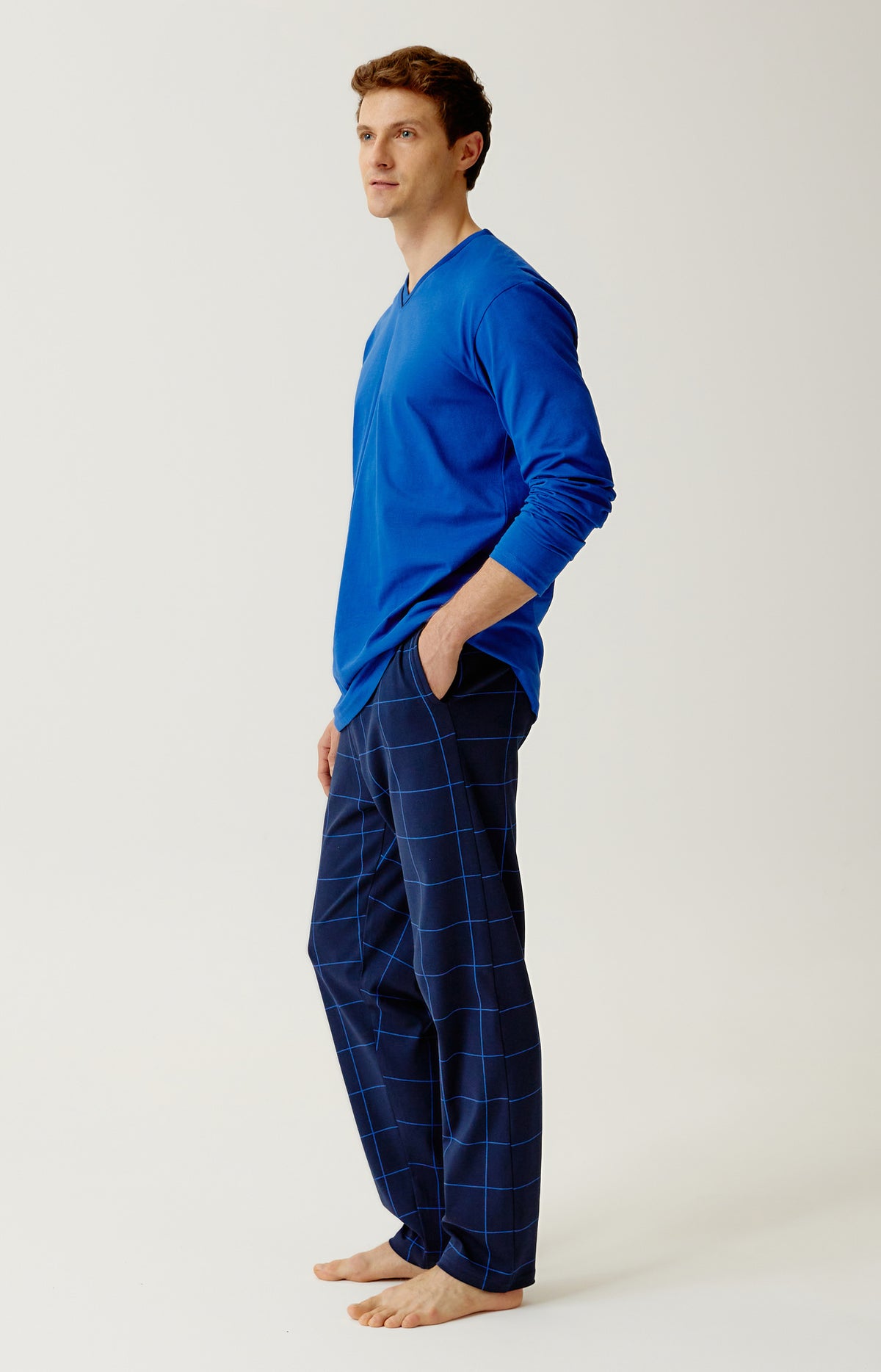 Pyjama en jersey de coton épais Homme Windsor marine 4