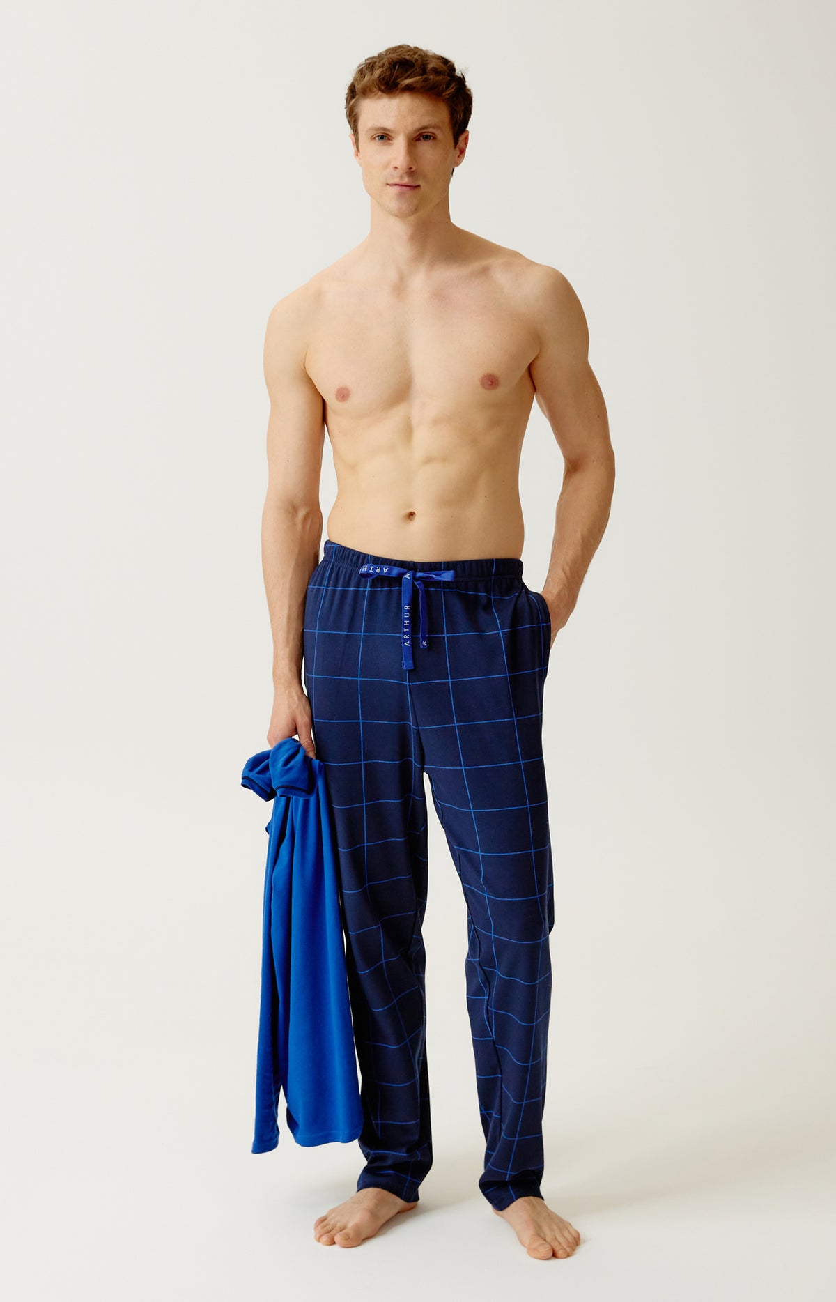 Pyjama en jersey de coton épais Homme Windsor marine 6