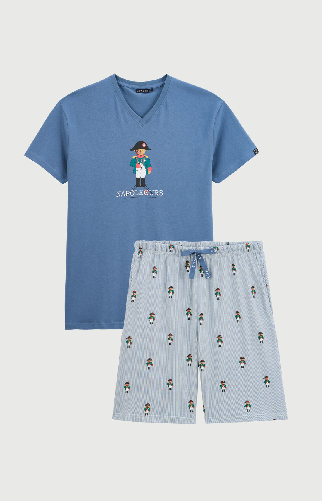 Pyjashort en jersey de coton léger Homme Napoléours bleu 3