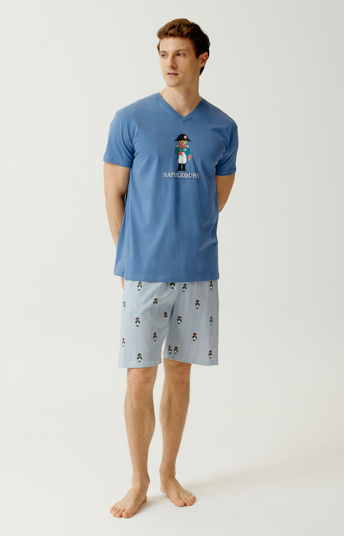 Pyjashort en jersey de coton léger Homme Napoléours bleu 1
