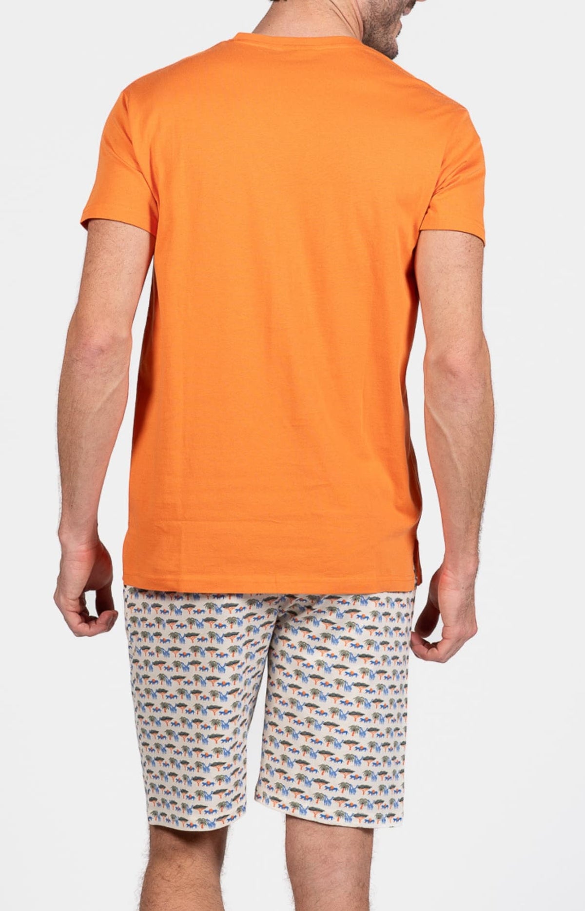 Pyjashort Homme Savane Blanc et Ivoire et Orange 6