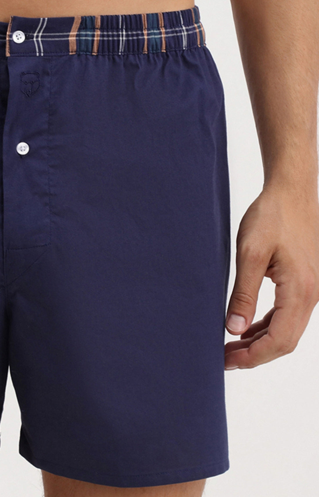 Caleçon homme uni bleu marine 2
