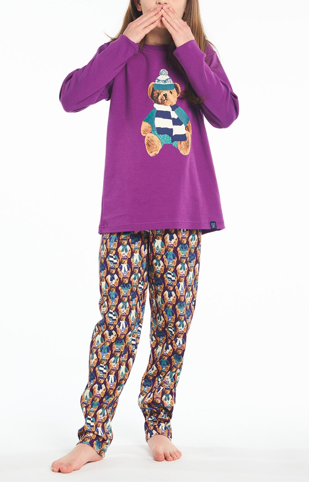 Pyjama long Enfant Teddy Violet et Bordeaux 5