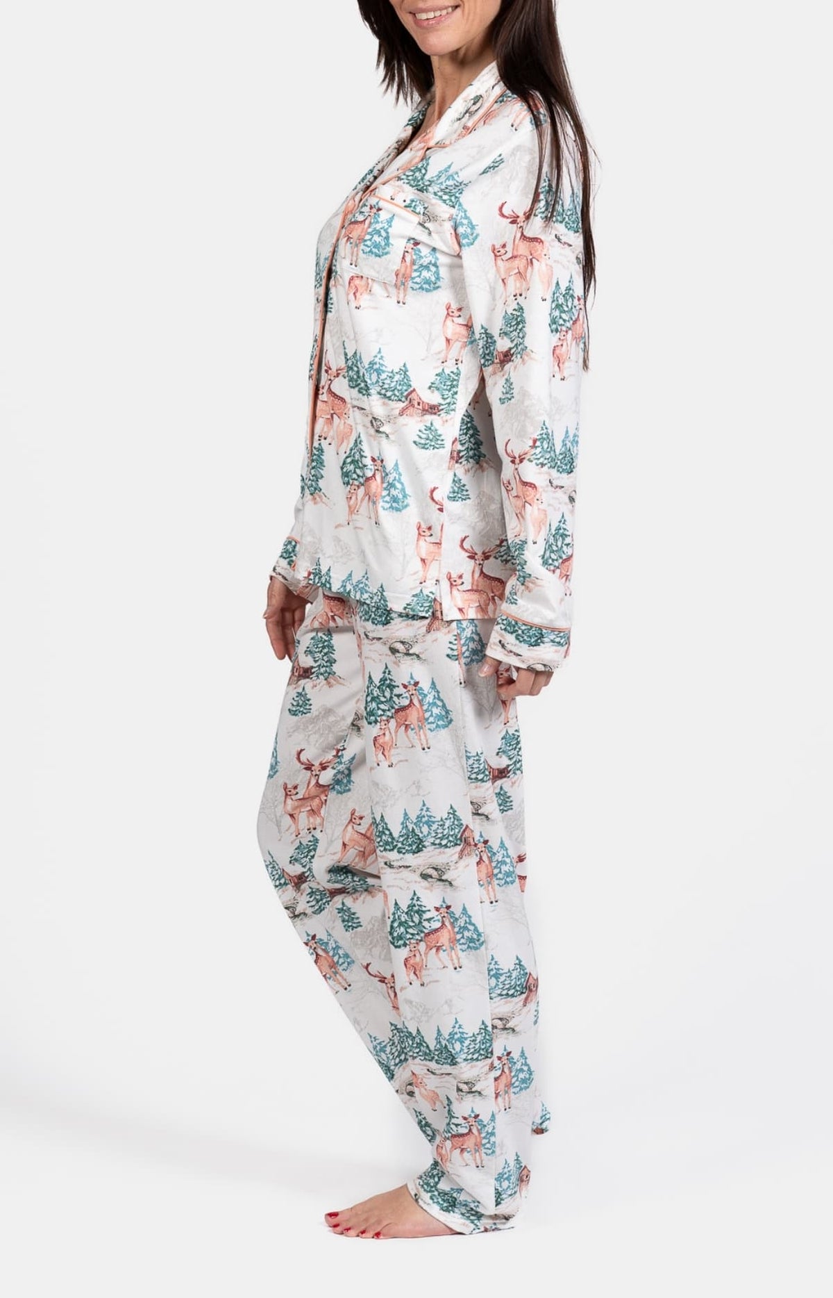 Pyjama boutonné Femme biche Blanc 5