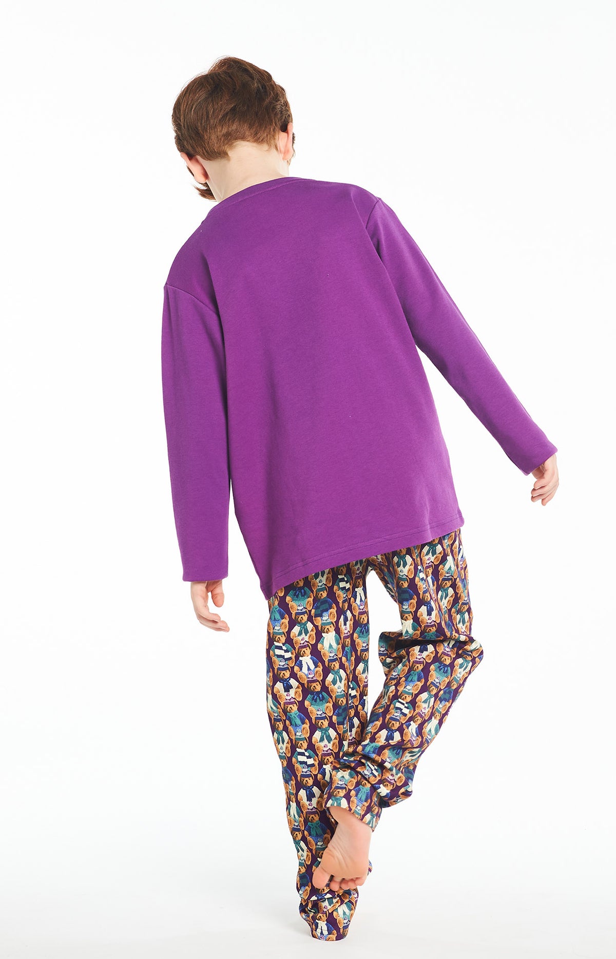 Pyjama long Enfant Teddy Violet et Bordeaux 8