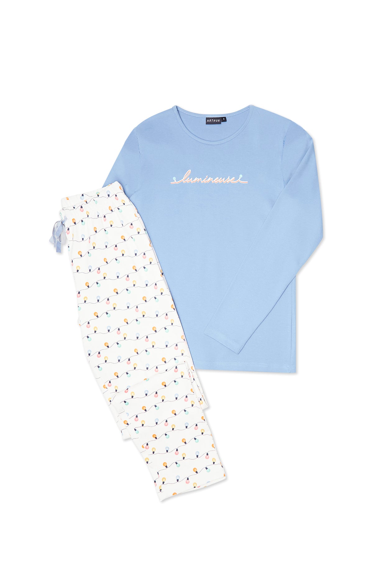 Pyjama long Femme Ampoule Blanc et Ivoire 3