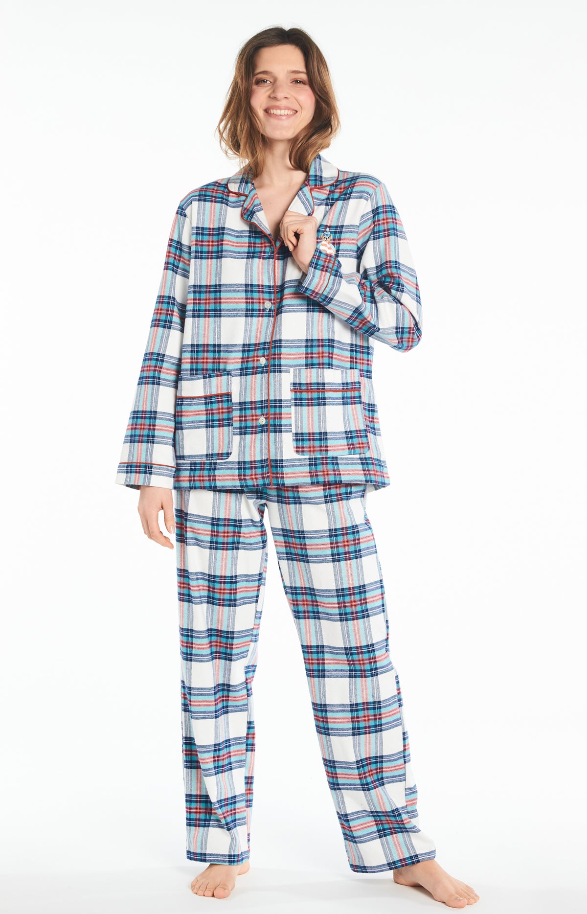 Pyjama long Femme Logan Blanc et Ivoire 2