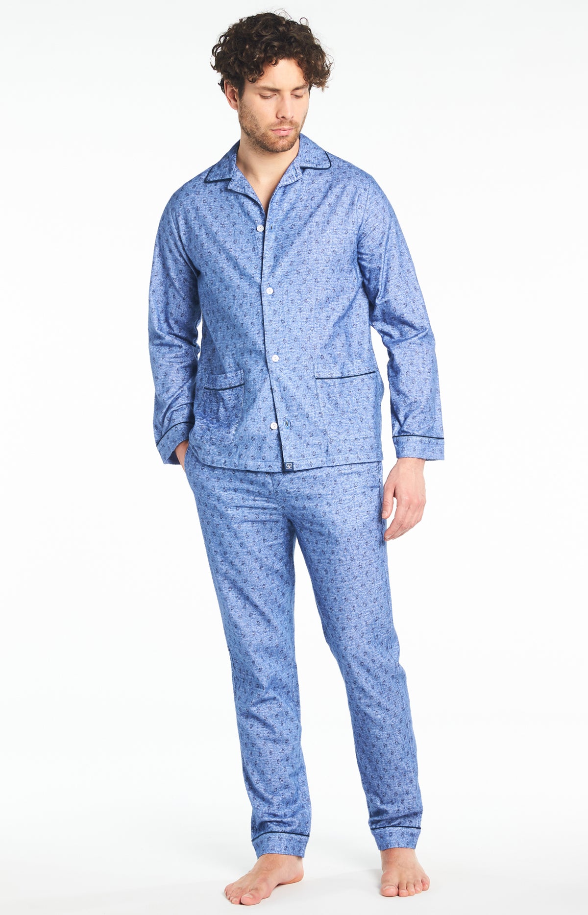 Pyjama Homme long Homme Pilou Clock Bleu 1