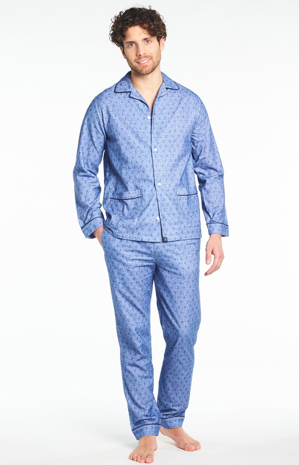 Pyjama Homme long Homme Pilou Clock Bleu 4
