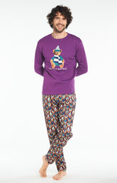 Pyjama long Homme Teddy Violet et Bordeaux 5